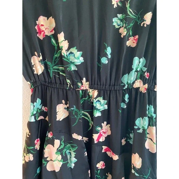 K / Lab Assymetrical Black Floral Dress Ruffle Boho Sz S‎ - Picture 6 of 10